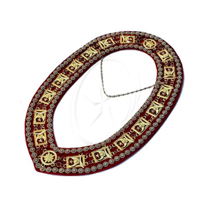 Zincir yaka masonluk Regalia masonik gümüş masonik yaka Shriners Shriner Rhinestone altın kaplama kırmızı destek - Product Image 1