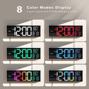 リモコン付き16インチデジタルウォールウォッチ時計大きなLEDスクリーンディスプレイRGB色リビングルームの寝室の温度 - Product Image 6