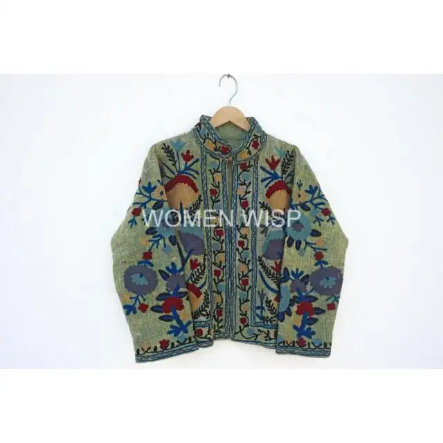 Beste Qualität Handstickerei Baumwolle Suzani-Jacke Winterbekleidung Mantel Damenjacke Suzani Kurze TNT-Baustoffjacke