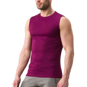 Top Quality Tank Top Homens O Pescoço Cor Sólida Mens Musculação Tank Top Tecido Respirável Workout <span class=keywords><strong>Plain</strong></span> Gym Fitness Vest Stringer