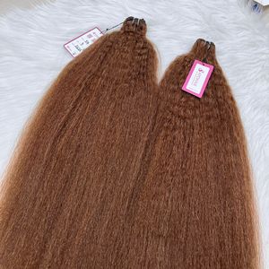 卸売ヘアベンダーバージンバンドルバルクバージンキンキーストレートエクステンション、ダブルドローレミーダークブラウンヘアエクステンション - Product Image 1