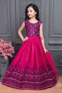 新2023儿童穿柔软的中国丝绸多线刺绣作品<span class=keywords><strong>Lehenga</strong></span> Choli与Dupatta网上购物印度