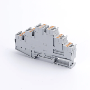 Bloque de terminales Push-in de triple capa de 20A y 500V, aplicación de resorte automotriz de riel DIN, hecho de PC duradero y nailon - Product Image 6