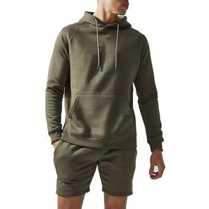 100% pamuklu jarse Slim Fit tam kollu ekip boyun temel güvenlik poli Hoodie Hoodie ve şort takımı - Product Image 1
