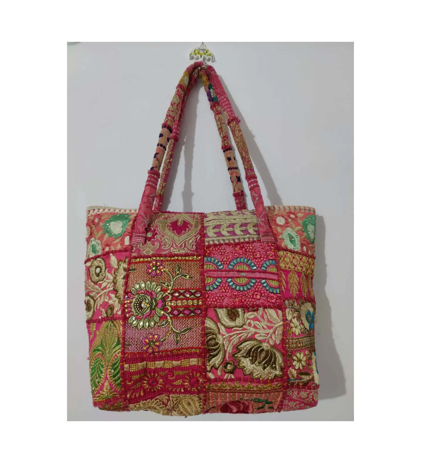 Borsa da lavoro con Patch in tessuto etnico/borsa a tracolla Patchwork tribale/Tote da lavoro all'ingrosso