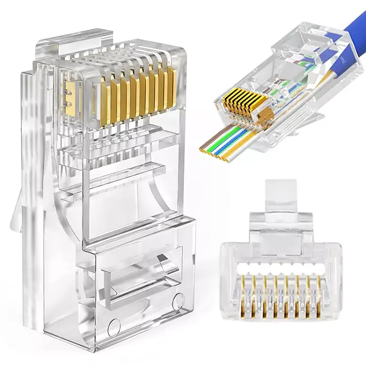 Connecteur RJ45 8P8C à prix d'usine, connecteurs rj45 de meilleure marque Cat5e Cat6 pour la connexion au réseau