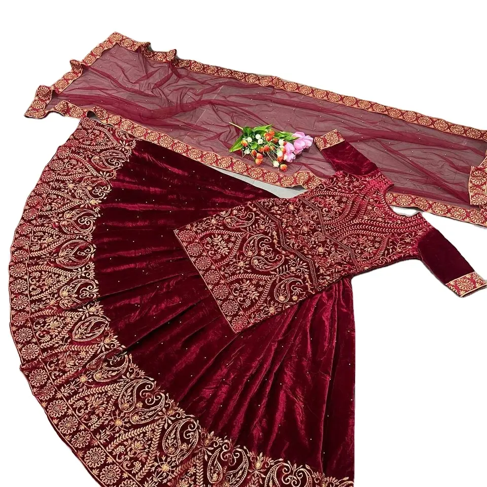 Musim Pernikahan Desainer Khusus Pakaian India Pakistan Kurti Mewah dengan Desainer Set Lehenga Panjang