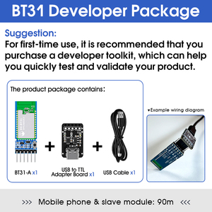 Kit de desarrollo de módulo Bluetooth, transmisión de datos grandes de 60KB/s UART, distancia de 90m, módulo SPP3.0 + BLE5.0, comandos AT - Product Image 2