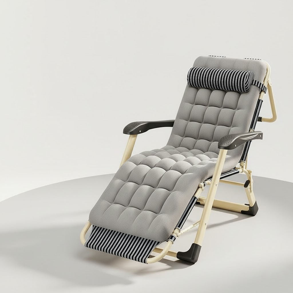 Yellow Frame+Stripe Chair Fabric+Grey Cushion