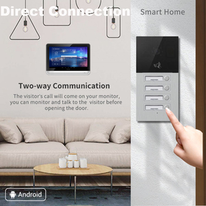 Intercomunicador de vídeo multifunción para 4 apartamentos, sistema de intercomunicación de seguridad para villa, con wifi - Product Image 3