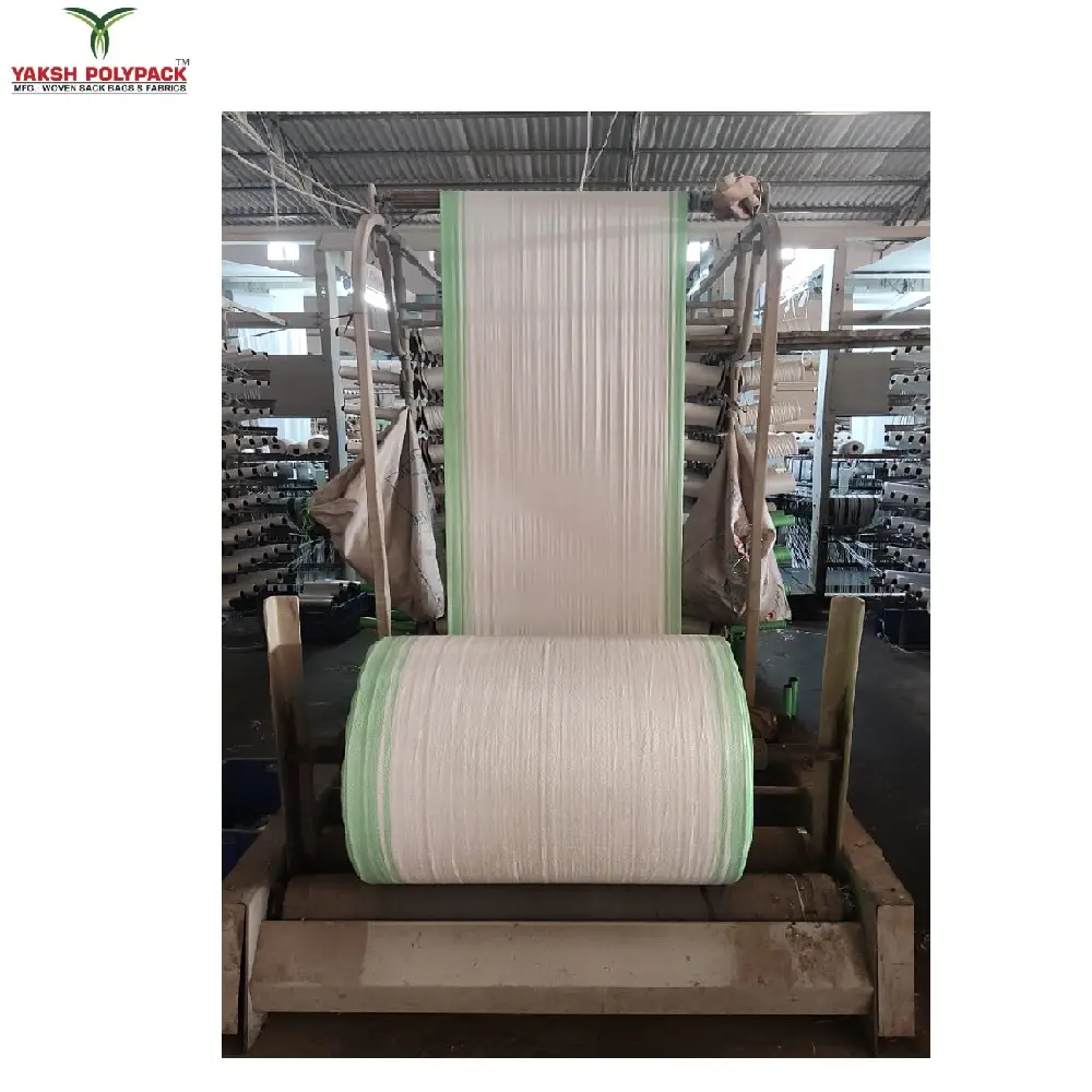 Tela tejida PP de buena calidad con tira lateral verde, fabricante de la India disponible al mejor precio para la venta