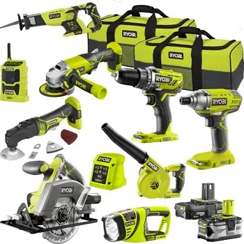 Ryobi P1896 ONE Plus 18-Volt-Lithium-Ionen-Akku-Kit (12-Werkzeug)