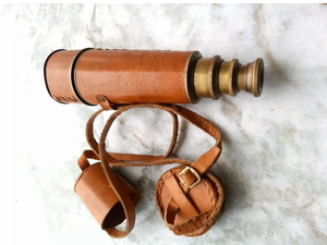 Giá thấp cổ điển cầm tay Brass hải lý Spy Glass da tinh khiết Bìa 18 "không thấm nước 15x Kính thiên văn ngoài trời cho hàng hải sử dụng - Product Image 2