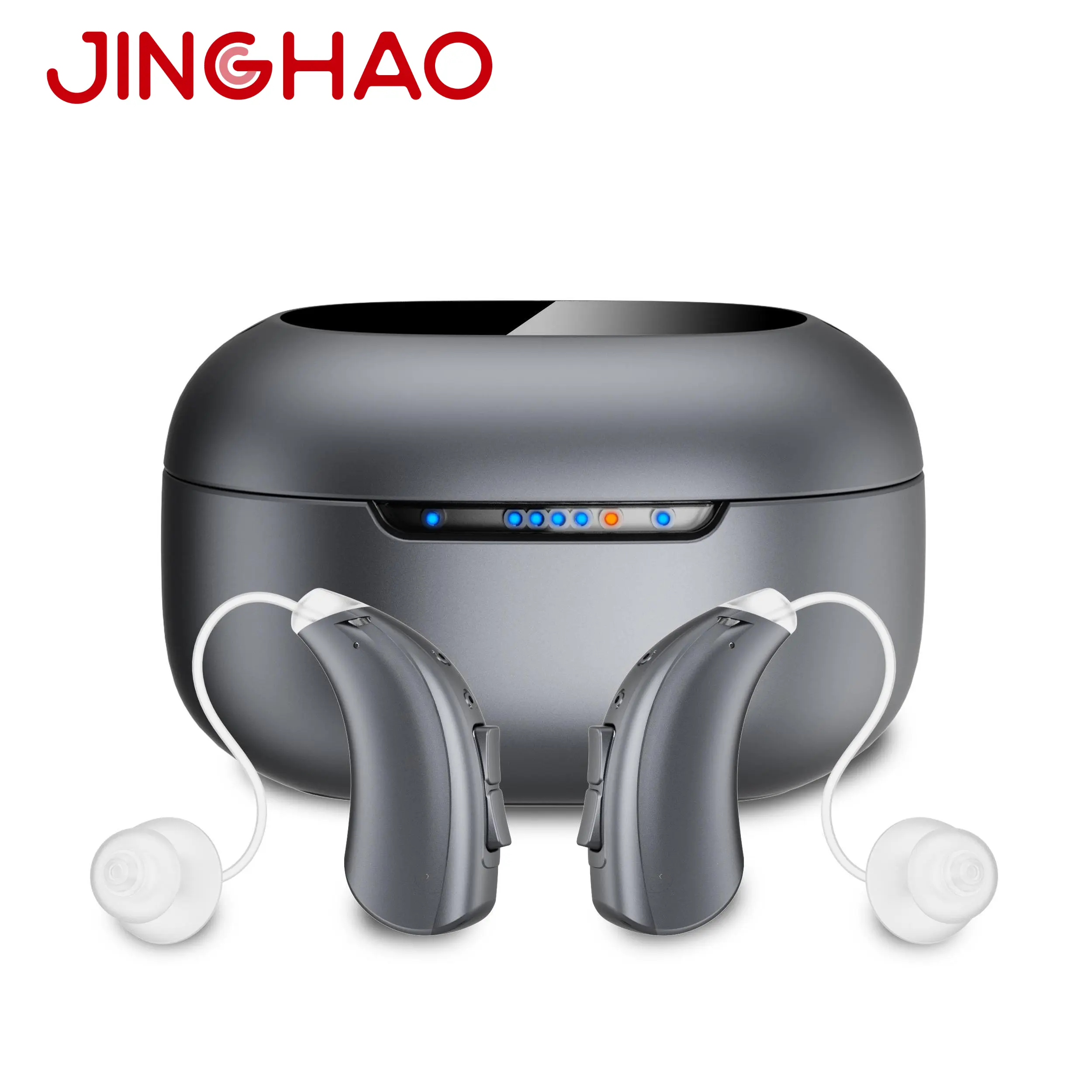 JINGHAO DW3 Prothèses auditives grises rechargeables médicales Bluetooth OTC Prothèses auditives auto-ajustées pour sourds