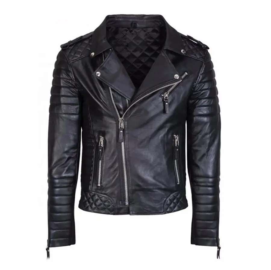Best Quality Latest Motorcycle Mens Leather Jacket Made of Cowhide Leather With Quilted Style and CE Approved Protector