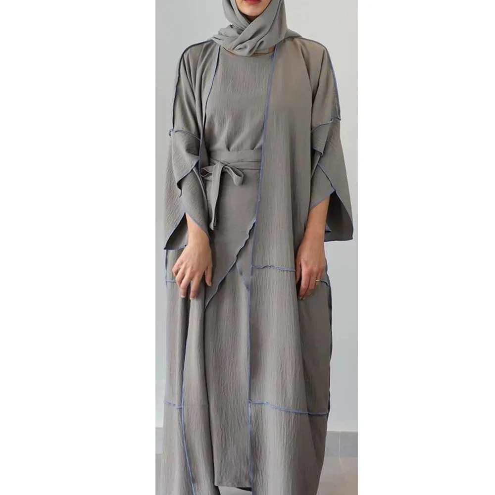 2022 Baru Jubah Turki Afrika Kaftan Abaya Gaya Satin Sutra Gaun Panjang Gaun Pesta Malam Gaun Kasual