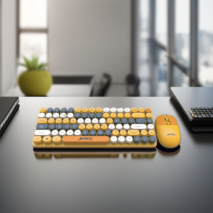 Lindo redondo Mini inalámbrico BT teclado ratón Combos té de la leche varios colores Delgado teclado de oficina para niñas usuarios de computadoras - Product Image 4