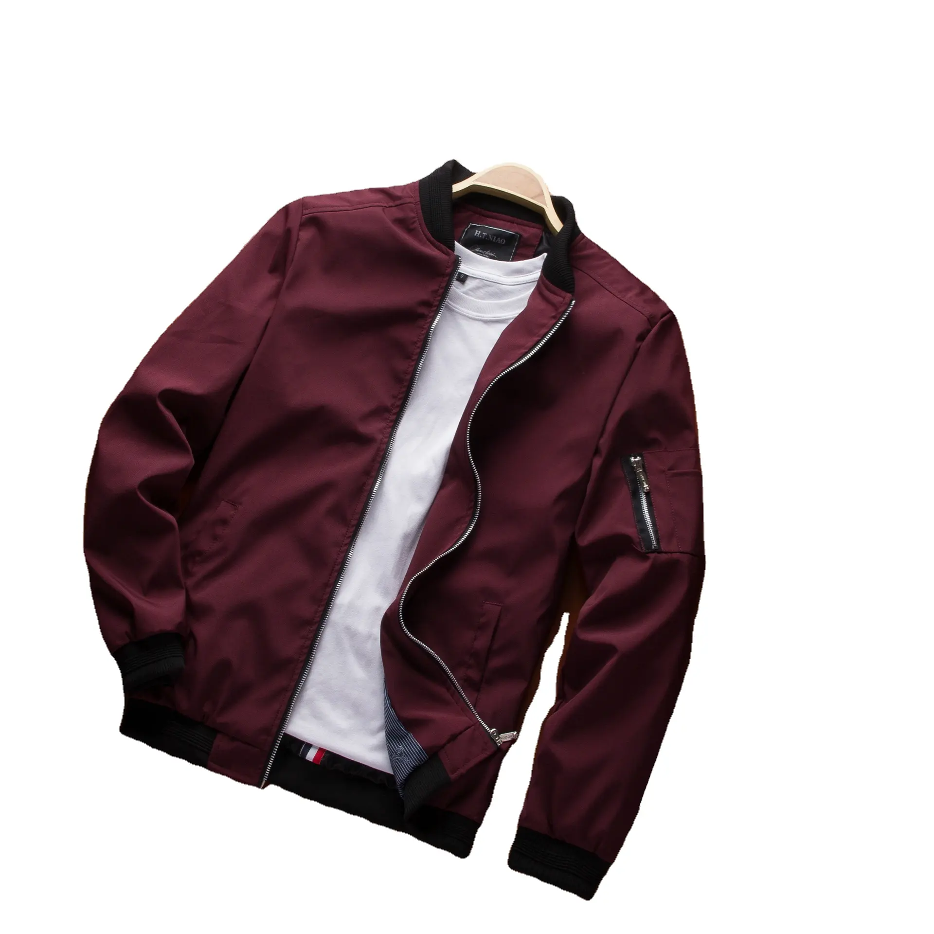 Barato preço casual usar zíper motocicleta slim jaquetas para homens com embalagem personalizada.