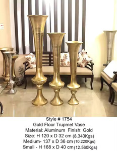 批发大花瓶架高大婚礼金属花瓶黄金仿古铸铁手工黄铜豪华圣诞空间