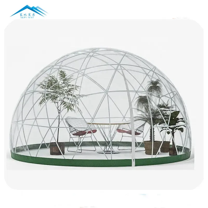 Tienda de campaña impermeable para exteriores, cúpula geodésica transparente de PVC para jardín