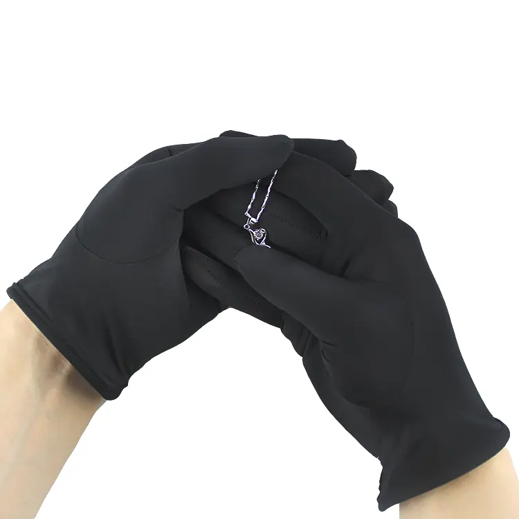 Guantes de poliéster finos de joyería negra de microfibra para pulir de trabajo personalizados a la moda