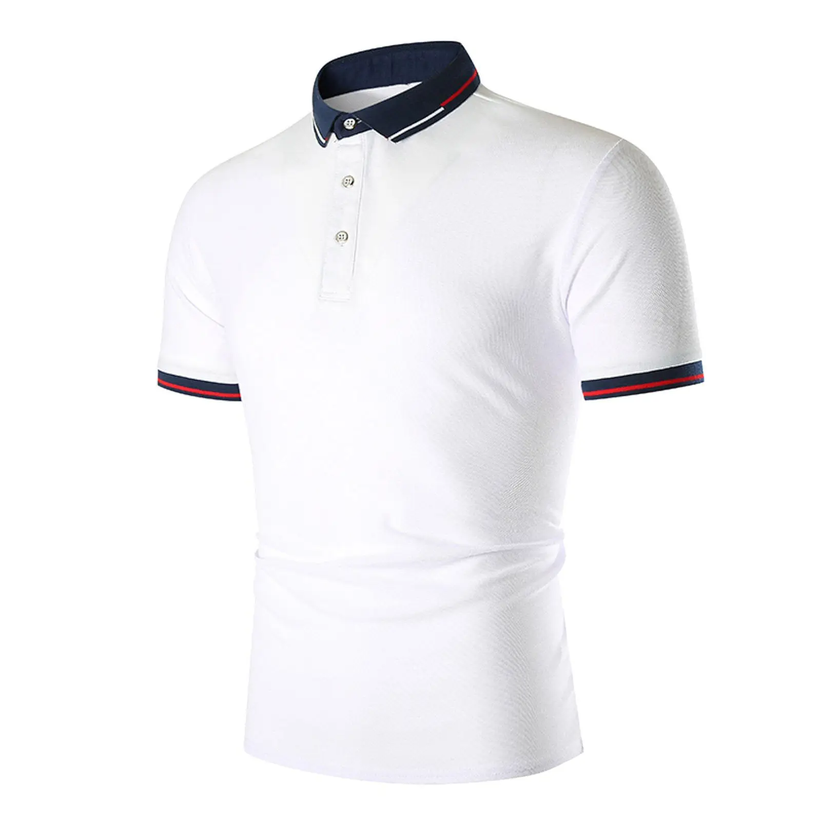 Custom Style Männer Polo T-Shirts Weiße Farbe Entwerfen Sie Ihre eigenen stilvollen blauen Turn Down Kragen Mode tragen Polo T-Shirts für Erwachsene
