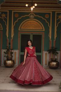 Hint ihracat kalite Modern tarzı giyim ağır Rayon Lehenga Choli & Dupatta Gota Patti dantel ve satılık baskılı çalışma ile - Product Image 3