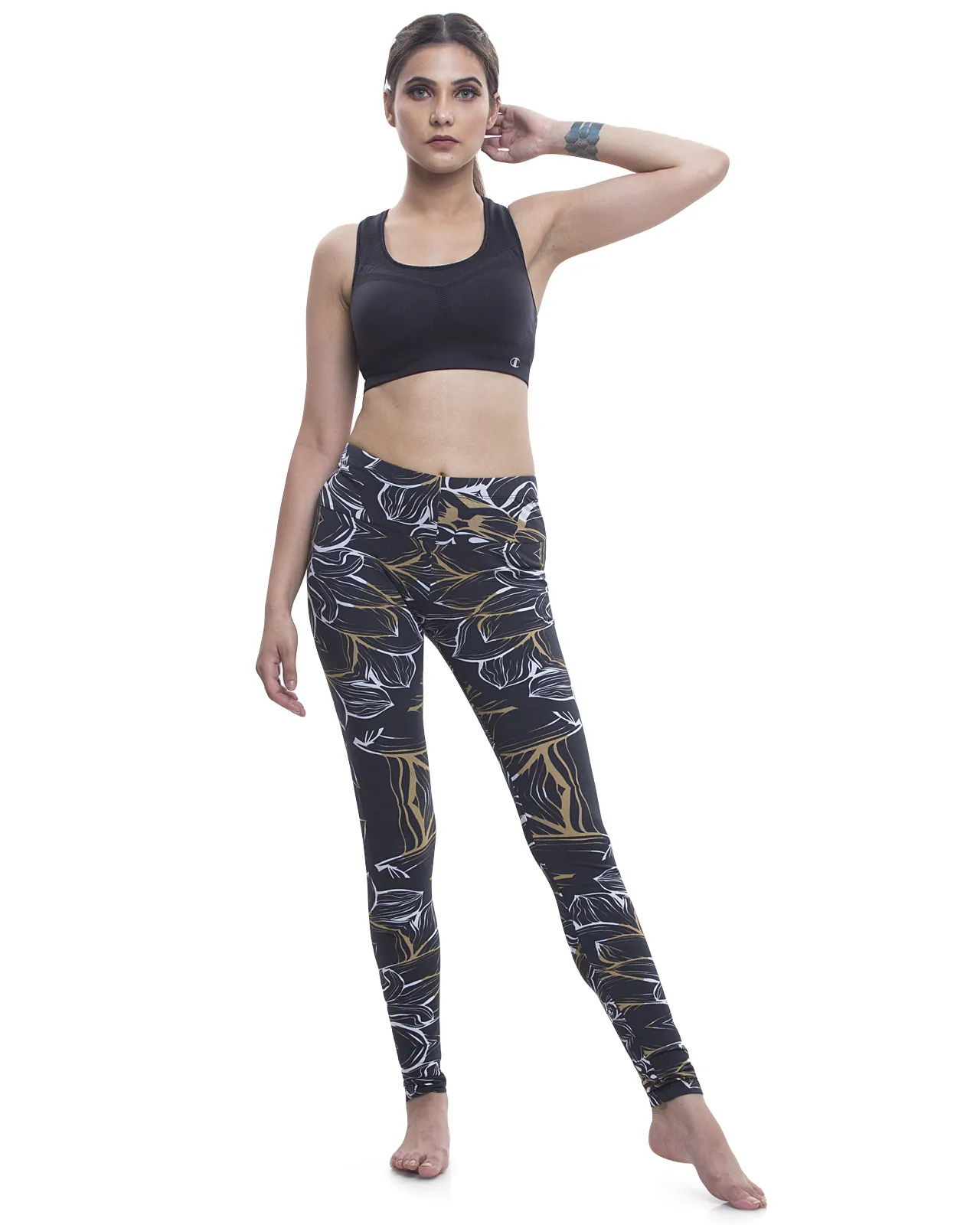 Bela Trendy Melhor Qualidade Yoga Full Print Leggings com bolsos laterais em tecido de malha de algodão orgânico para mulheres e meninas
