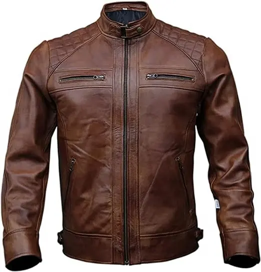 Qualidade Premium Personalizado Mens Sheep Skin Genuine Leather Biker Jackets Motor Cycle SlimFit Zipper Suede Classic Bomber Jacket