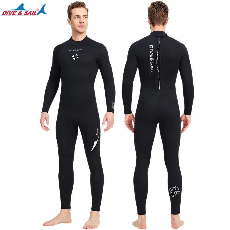 Frauen Männer 3mm Neopren Neopren anzüge Einteiliges Langarm Paar Surf Dive Wear Hoodless Back Zip Surfing Tauchanzug