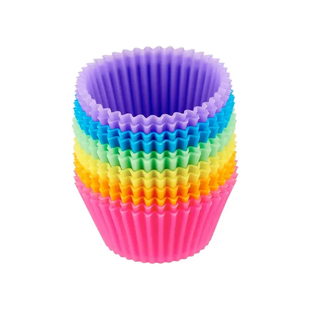 Memberkati cangkir panggang bulat silikon internasional aneka warna liner Cupcake antilengket dan mudah dibersihkan sempurna untuk pesta