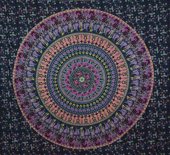 New Black Multicolor Mandala Tapestries Indian Dorm Decor..