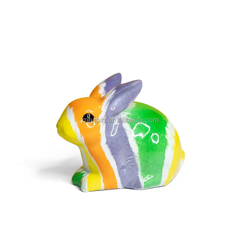Escultura de conejo de resina para decoración, escultura de Animal de imitación de Transprinting, nuevo diseño
