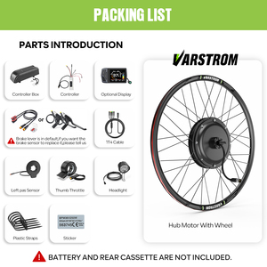 Varstrom, 48 В, 1000 Вт, комплект двигателя задней ступицы, дроссельной заслонки, дисковый тормоз, ЖК-дисплей для преобразования электрического велосипеда, Великобритания, запас EKD01 - Product Image 6