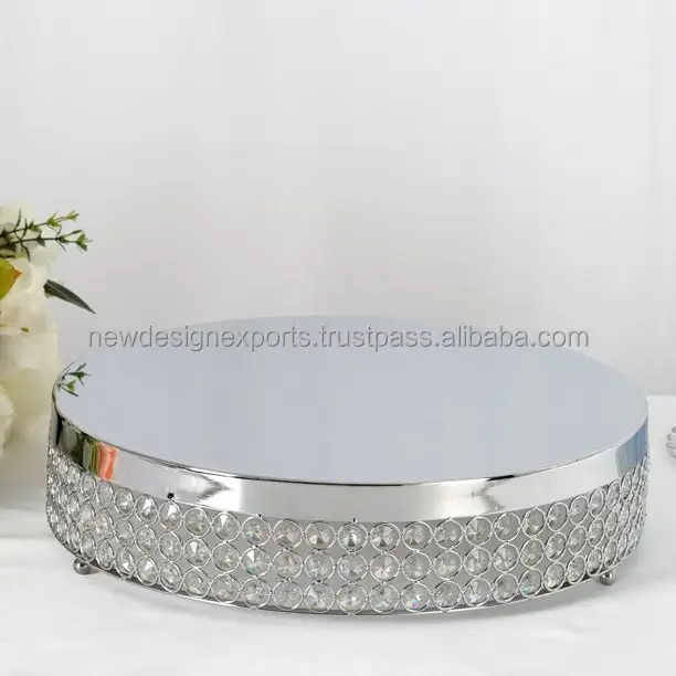 Support à gâteau en cristal argenté de 15 ", présentoir à perles et métal de qualité supérieure, 5 pièces