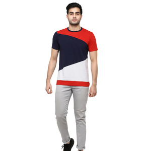スリムフィットメンズUSAスタイルブロックTシャツハーフスリーブラウンドネック刺EmbroideryロゴTシャツカスタマイズサイズ - Product Image 2