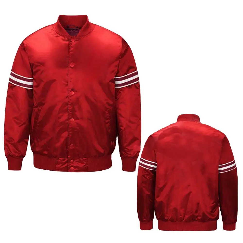 Jaqueta bordada de nylon com logotipo personalizado 100% poliéster jaqueta bomber/jaqueta bordada com logotipo do time do colégio