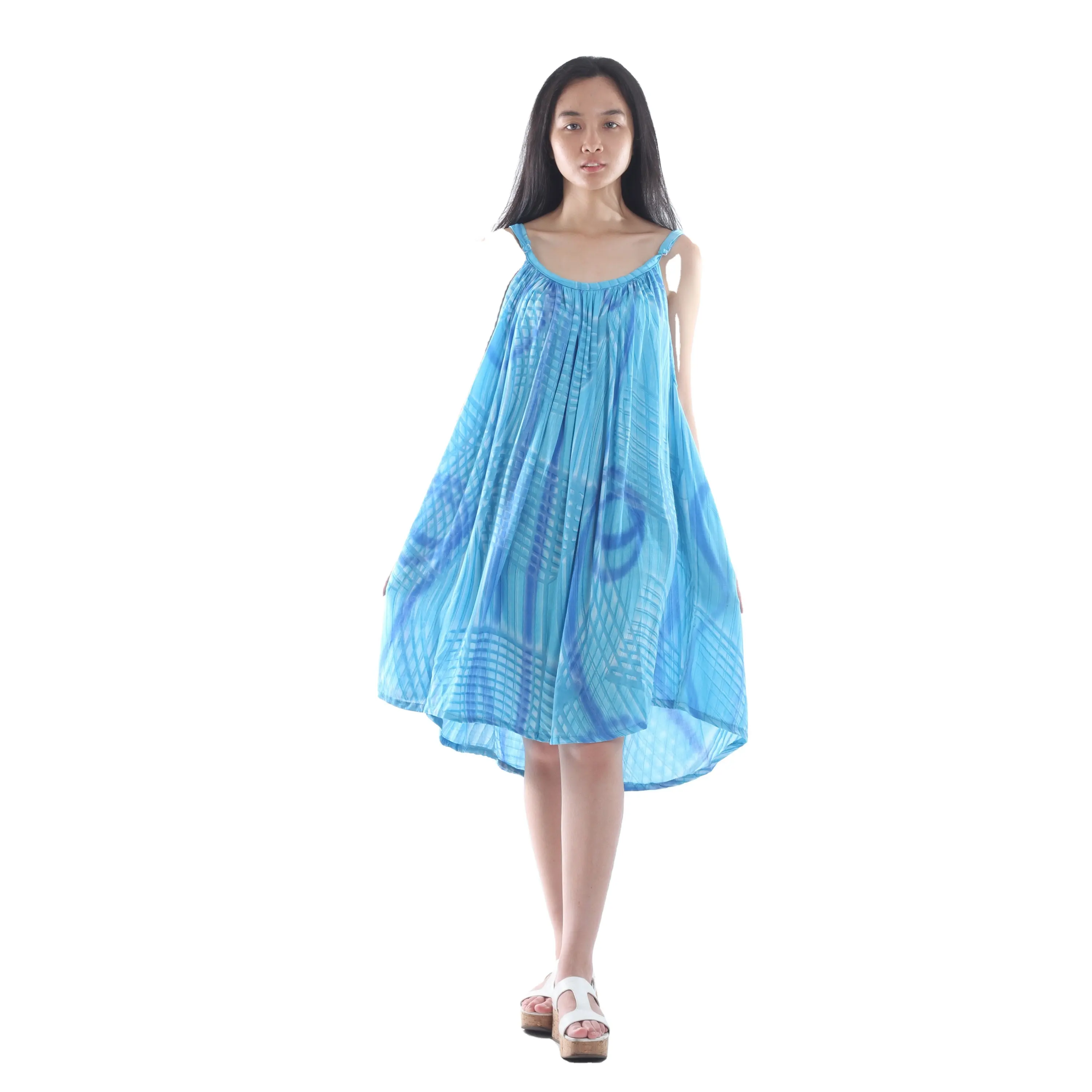Холщовая дешевая обувь для женщин, платья на каждый день 100% вискоза оптом пользовательские Бали производитель отпуск короткое платье DR029-012R2