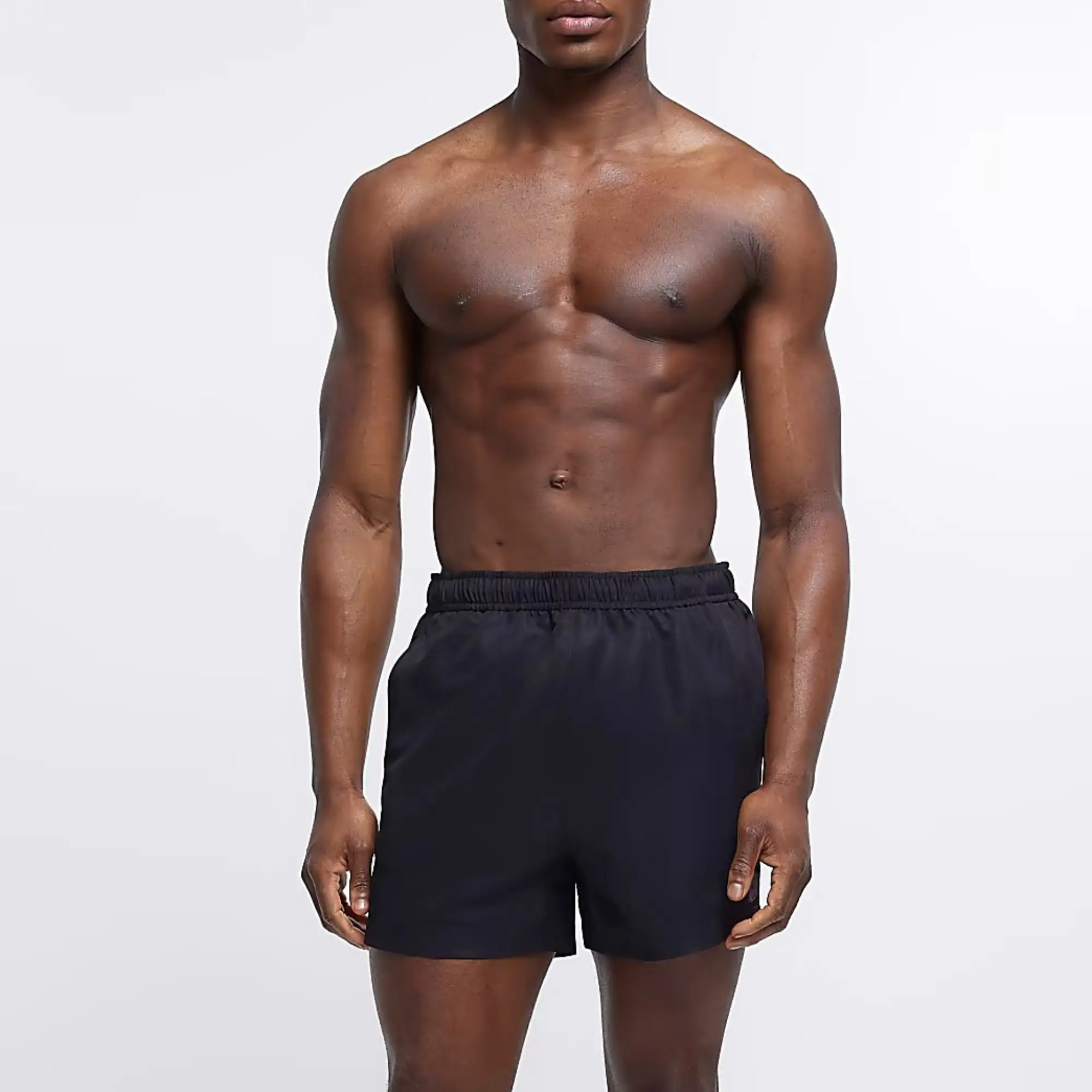 Short de bain irisé noir, coupe classique, 100% Nylon Polyamide, poches latérales, taille élastique, coupe classique