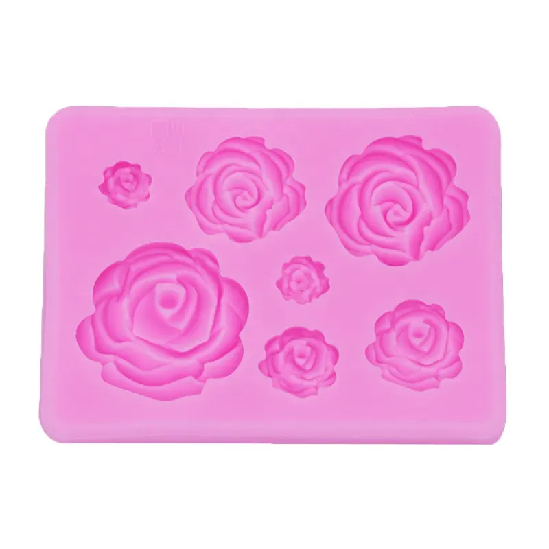 DIY hecho a mano jabón Chocolate Fondant herramientas molde para hornear 3D Rosa flor pastel decoración silicona molde Opp bolsa moldes de silicona