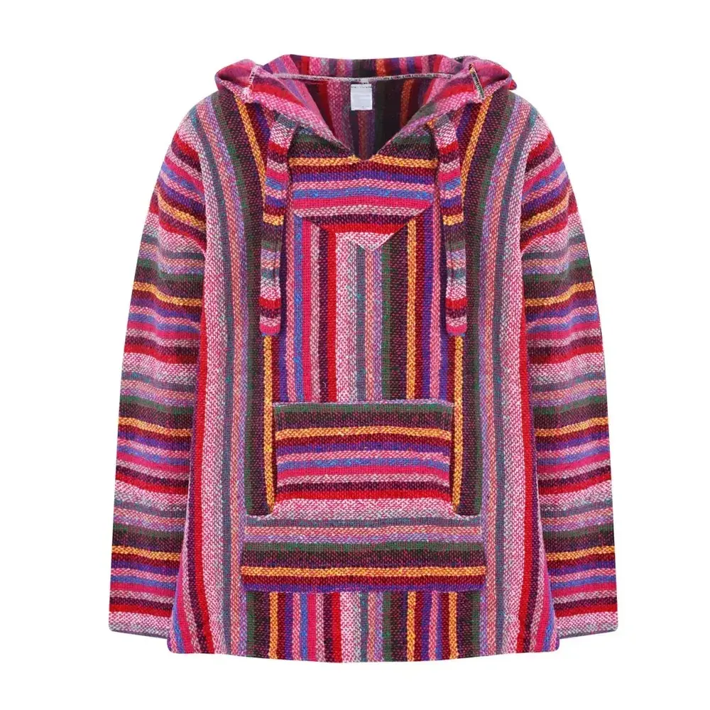 Personalizado al por mayor Poncho Rasta sudadera pulóver Jerga táctico suéteres de cáñamo para hombres 5Xl alfombra mexicana lana Baja Sudadera con capucha