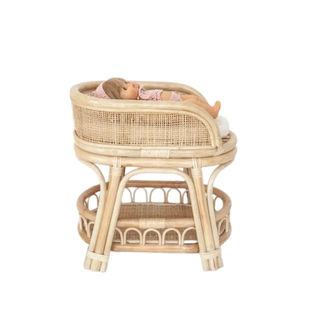 Fatto a mano in Rattan giocattoli per bambini Baby Doll culle in legno letto culla culla per bambole Mini mobili per bambini giocattolo