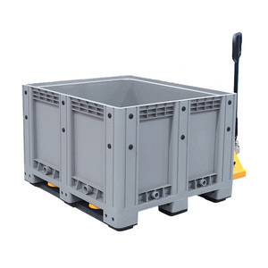 Caja de palés grande de industria sólida de HDPE de alta resistencia, contenedor de plástico con tapa, contenedor apilable para almacenamiento - Product Image 1