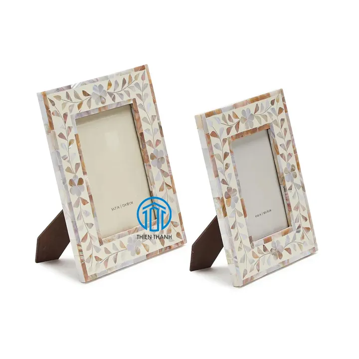 Vendita all'ingrosso Capiz Shell Photo Frame madreperla mosaico foto cornice decorazione tavolo fatto a mano in Viet Nam