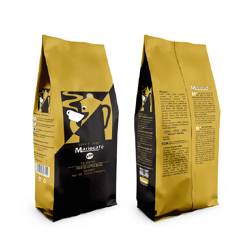 3. 최고 판매 전체 콩 중간 로스트 커피 100% Robusta 마리오 커피 1kg/가방 베트남 원산지 HACCP -ISO 9001:2015
