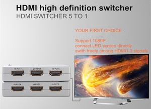 Interruptor HDMI DTECH 5x1 con control remoto Conmutador de salida 5 en 1 para otros equipos de audio y video