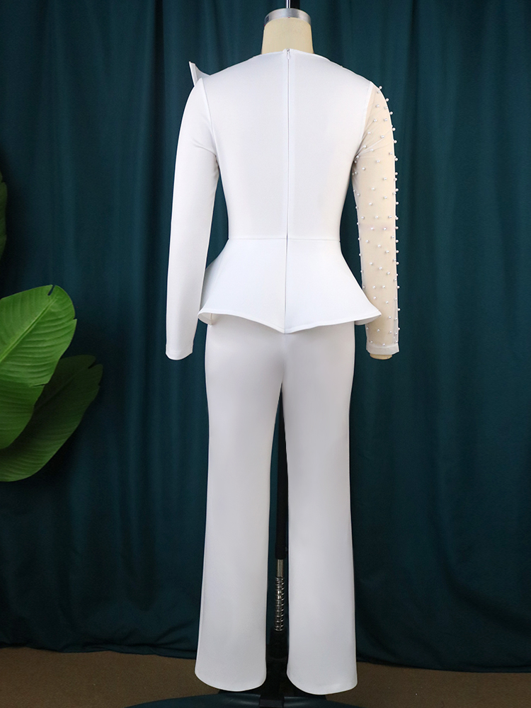 Vintage Straight Wide Leg Elegant Party Evening Women's Jumpsuits Beaded