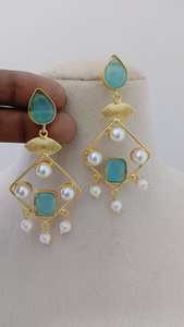 Серьги-подвески с геометрическим жемчугом - Product Image 6