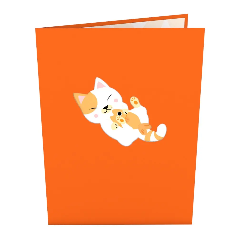 Chat et poisson 3D Pop Up carte meilleur vendeur pour doux saint valentin anniversaire anniversaire 3D carte papier fait main Las