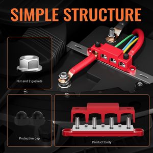 250A 12V Bus Bar 3/8&quot; Power Distribution Block 4 Studs Junction Block Automotive Marine Battery <strong>Busbar</strong> Terminal Block - Product Image 3